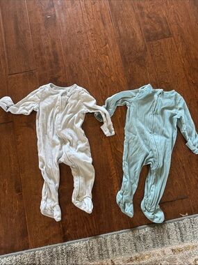cloud island Footed One-Piece Sleepers in blue